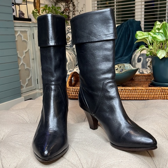 Frye Romy Slouch Heeled Black Mid-Calf Boots Size 8.5M - Picture 2 of 7